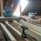 <p>The new floor joists  go in.</p>