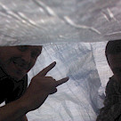 <p>Diving for cover when the heavens opened ! .</p>